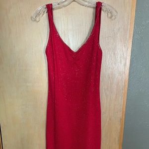 Vintage St. John Evening Red Beaded Low Back Dress